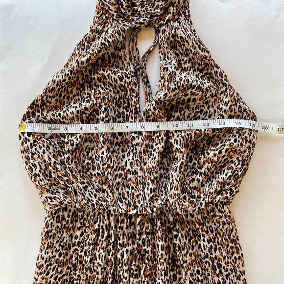 Free People Animal Instincts Maxi Halter Open Back Dress in Cheetah Combo Size 0 - Picture 11 of 12
